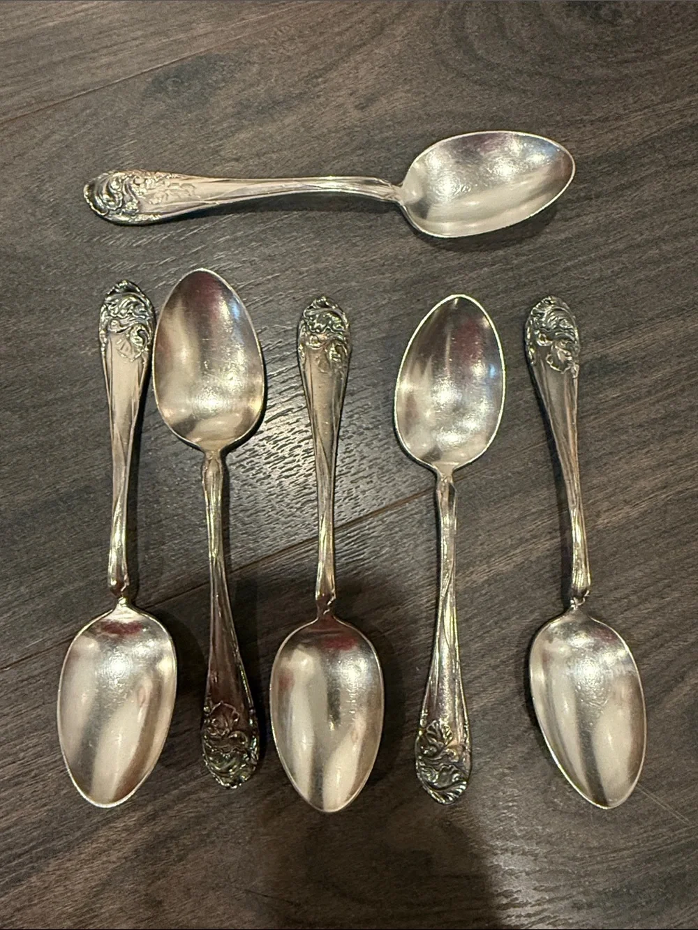 Ornate Silver-Plated Dessert Spoons - Elegant Floral Design